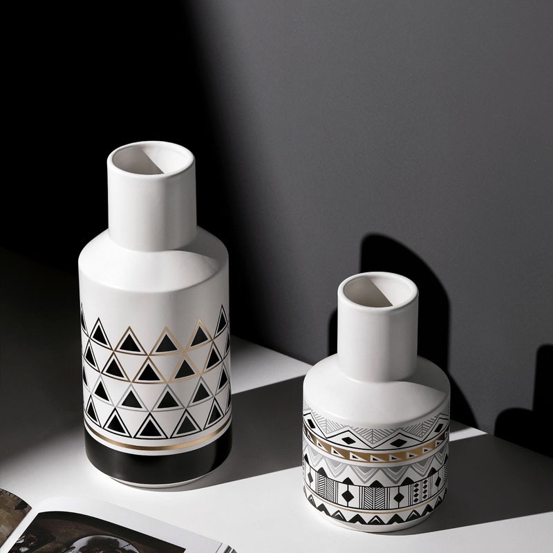 Geometric pattern ceramic vase ornaments living room dining table 2