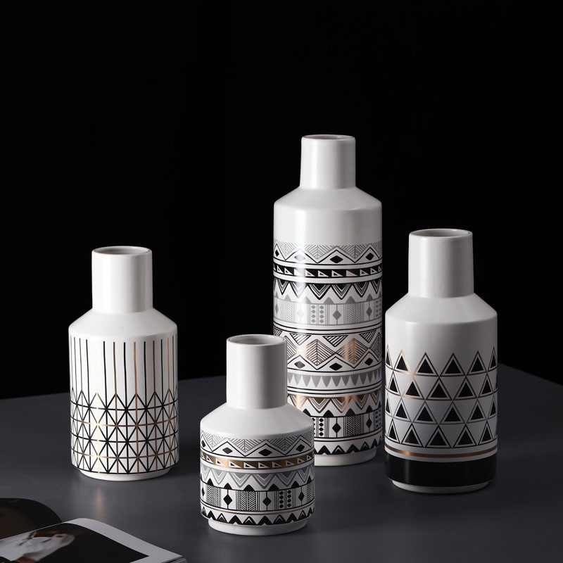 Geometric pattern ceramic vase ornaments living room dining table 2