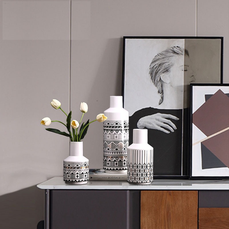 Geometric pattern ceramic vase ornaments living room dining table 2