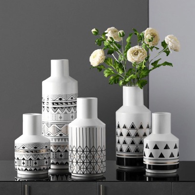 Geometric pattern ceramic vase ornaments living room dining table 2