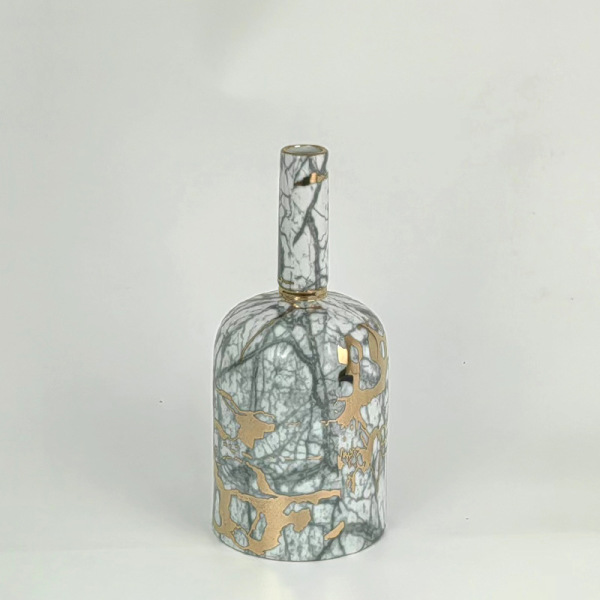 Marble and gold pattern narrow-mouthed vase three-piece set 12