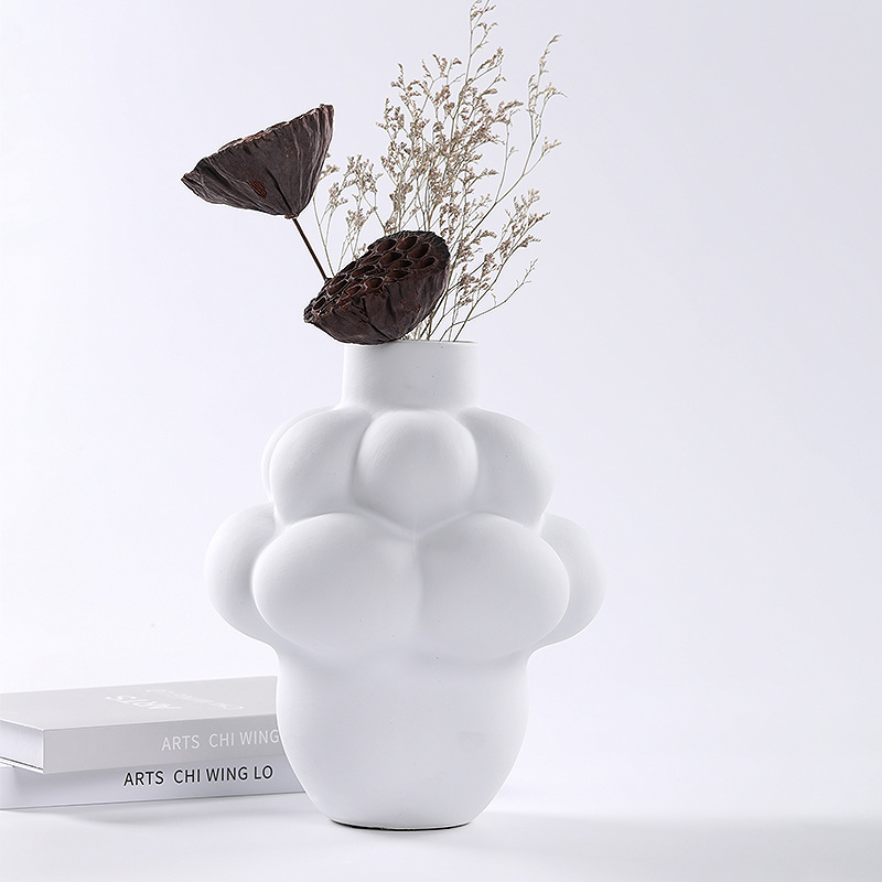 Modern simple blue bubble geometric ceramic vase ornaments 1