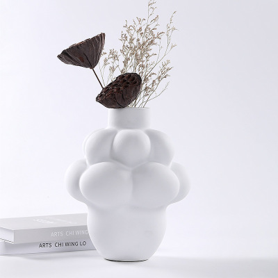 Modern simple blue bubble geometric ceramic vase ornaments 1