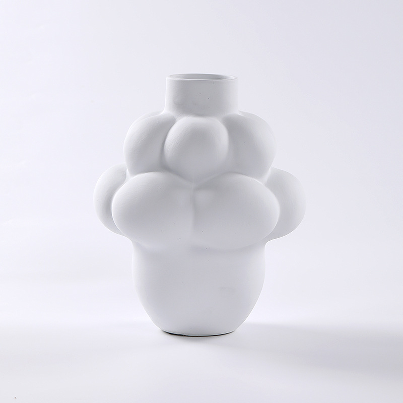 Modern simple blue bubble geometric ceramic vase ornaments 1