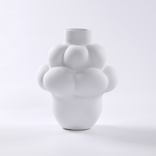 Modern simple blue bubble geometric ceramic vase ornaments 1