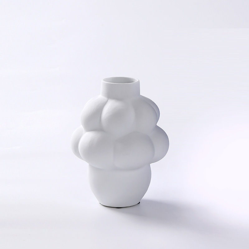 Modern simple blue bubble geometric ceramic vase ornaments 1