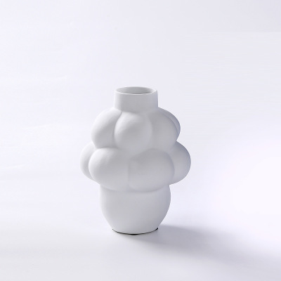 Modern simple blue bubble geometric ceramic vase ornaments 1