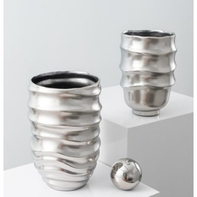 Nordic simple silver-plated ceramic vase ornaments craft gifts 3