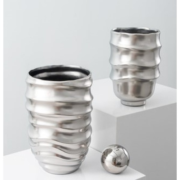 Nordic simple silver-plated ceramic vase ornaments craft gifts 3