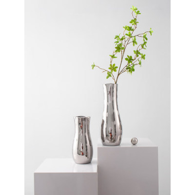 Silver-plated ceramic vase Simple and luxurious desktop ornaments 14