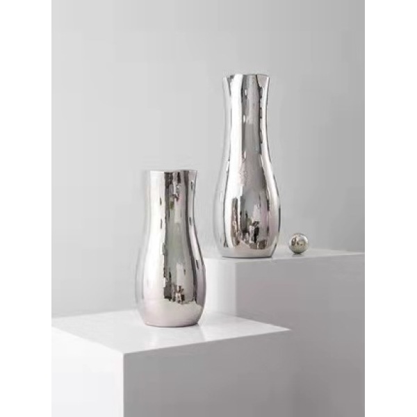 Silver-plated ceramic vase Simple and luxurious desktop ornaments 14