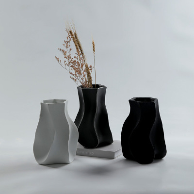 Simple style hexagonal whirlwind large vase living room decoration 15