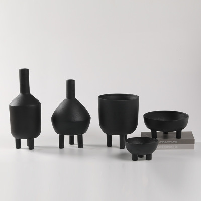 Simple style Wabi-sabi style ceramic vase ornaments 13