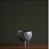 Black and white ceramic vase with geometric pattern and dried flowers 33
