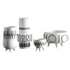 Black and white ceramic vase with geometric pattern and dried flowers 33