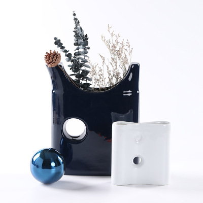 Blue Moon Shape Ceramic Vase Ornament 32