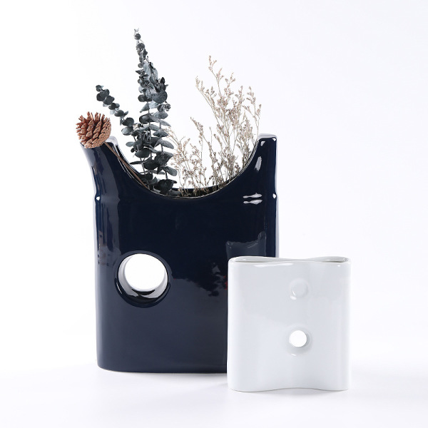 Blue Moon Shape Ceramic Vase Ornament 32
