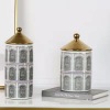 Ceramic jar with architectural motifs and electroplated decoration 25