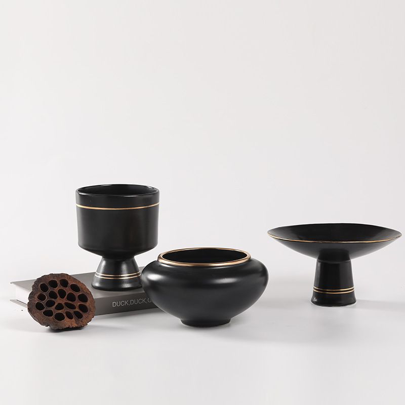 Gold-painted fruit plate, ceramic, tea room decoration ornaments 31