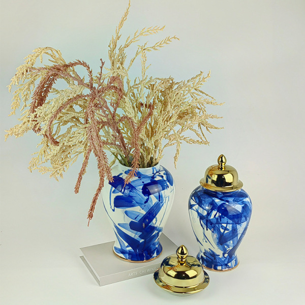 Blue and white porcelain hand-painted floral ornaments 46