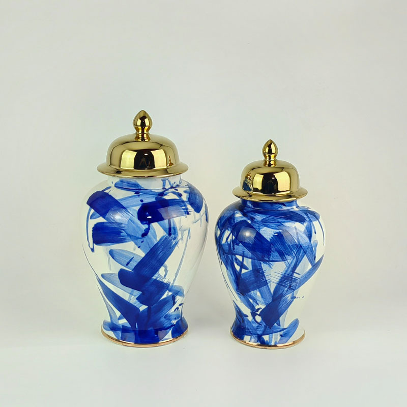 Blue and white porcelain hand-painted floral ornaments 46