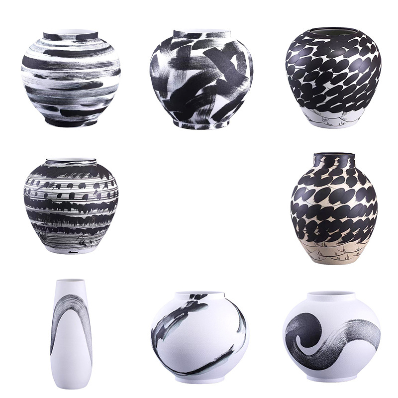 Ink painting vintage ceramic vase ornaments 47