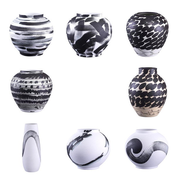 Ink painting vintage ceramic vase ornaments 47