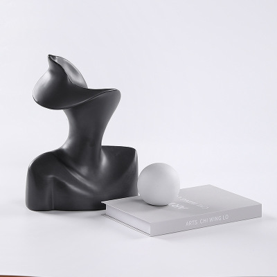 Light luxury abstract human head sculpture ornaments matte black 58