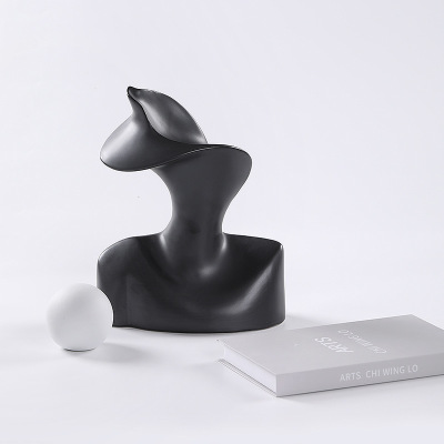 Light luxury abstract human head sculpture ornaments matte black 58
