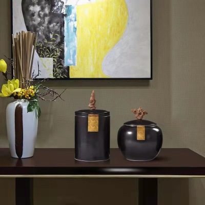 New Chinese style modern Taihu stone ceramic storage jar 56